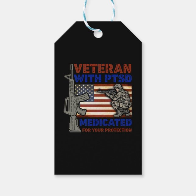 Veteran med PTSD- läkemedel för ditt skydd Presentetikett (Framsidan)