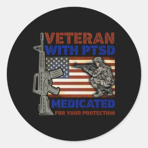 Veteran med PTSD- läkemedel för ditt skydd Runt Klistermärke
