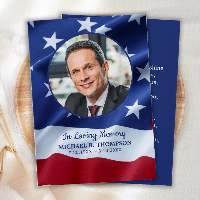 Veteran Memorial Prayer Card Photo Patriotic Flagg Visitkort (Skapare uppladdad)