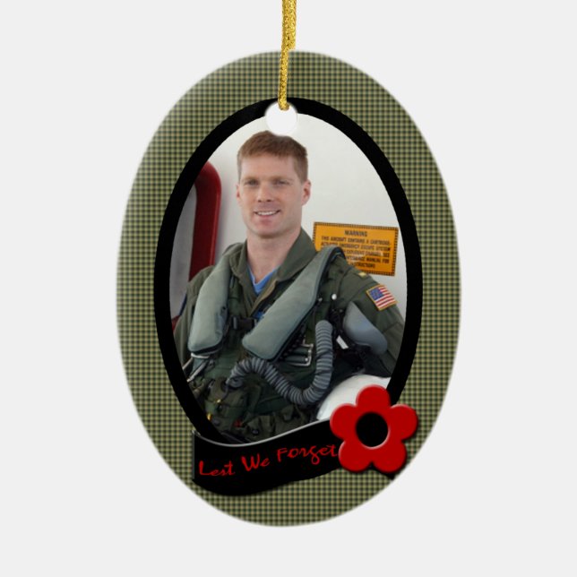 Veteran minnes- minnessak för fotoprydnad julgransprydnad keramik (Framsidan)