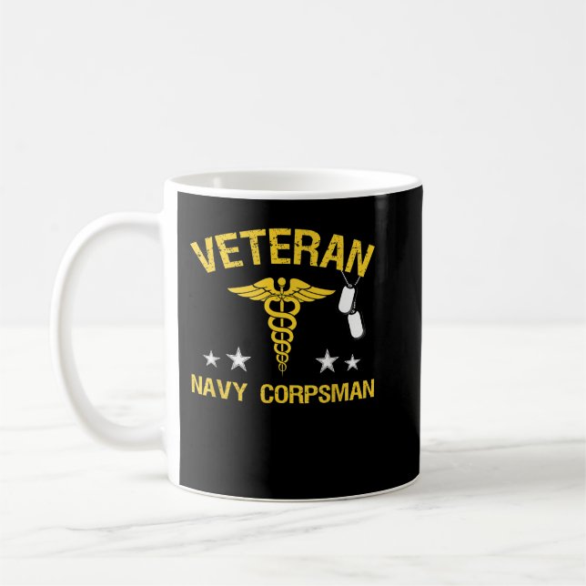 Veteran Navy Corpsman T shirt Kaffemugg (Vänster)