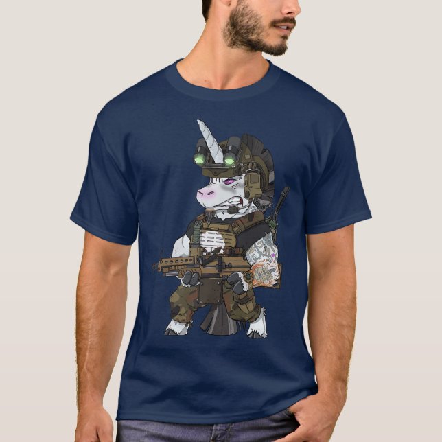 Veteran Operator Military Tactical Unicorn T Shirt (Framsida)