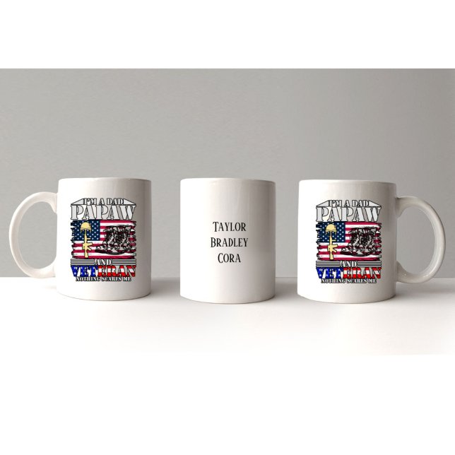 Veteran Pappa Papaw Inget Skrämmer mig Anpassade Mugg (Veteran Dad Papaw Nothing Scares Me Customizable Mug
)