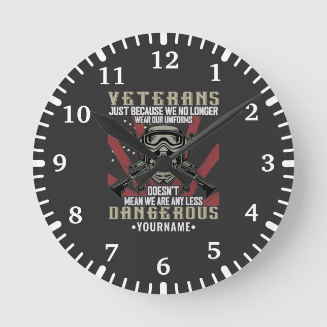 Veteran Patriotic USA Funny Humor Rund Klocka (Framsida)