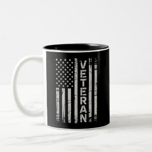 Veteran patriotisk amerikansk armé amerikansk flag Två-Tonad mugg