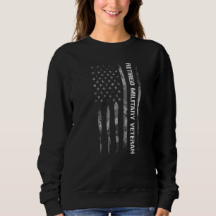 Veteran Pensionerad Militärveteran Amerikansk Flag T Shirt