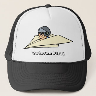 Veteran Pilot Papper Airplane Funny Tecknad Keps
