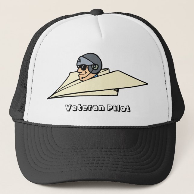 Veteran Pilot Papper Airplane Funny Tecknad Keps (Framsida)