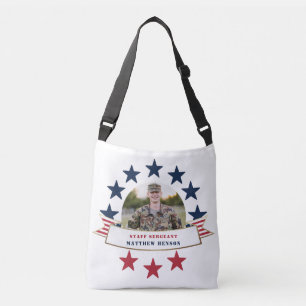 Veteran Service Photo Rött vitt blått Crossbody Ba Axelväska