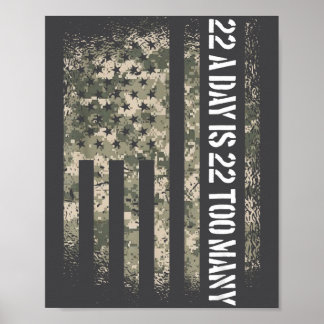 Veteran Självmord Medvetenhet Usa Flagga 22 En Dag Poster