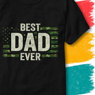 Veteran Soldat Militär Pappa Kamouflage Bästa Papp T Shirt