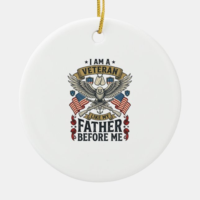 Veteran som min far före mig örn julgransprydnad keramik (Framsidan)