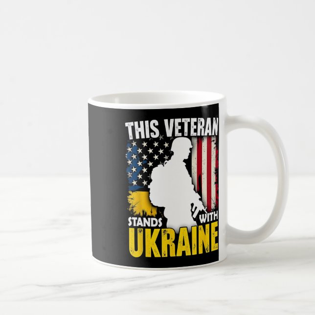 Veteran står med Ukraina - patriotisk amerikansk f Kaffemugg (Höger)