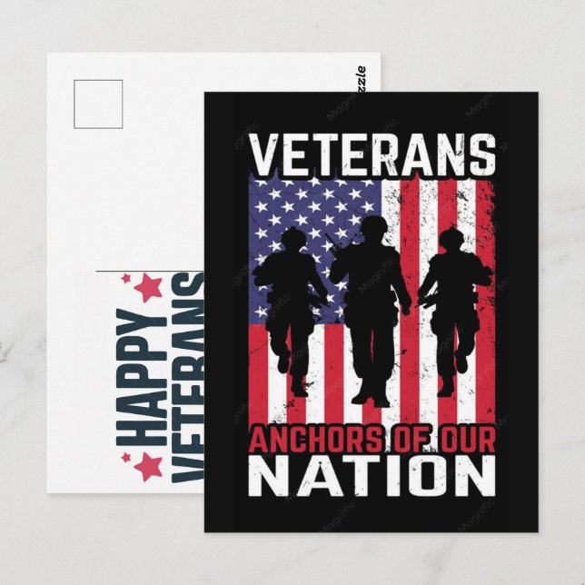 Veteran t-shirt design veteran typografisk design  vykort (Fram/baksida)