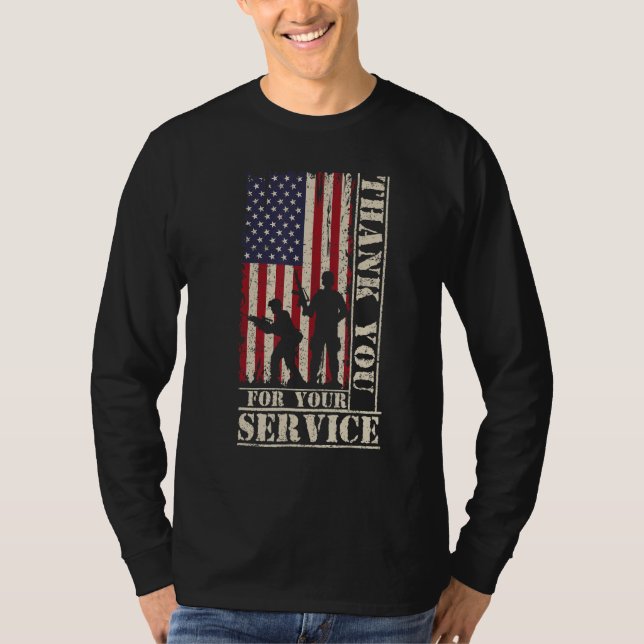 Veteran Thank You For Your Service US Flag Veteran T Shirt (Framsida)
