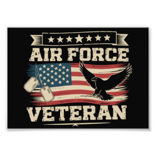 Veteran US Air Force Amerikansk Amerikansk Flagga  Fototryck