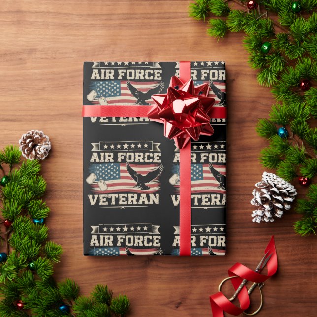 Veteran US Air Force Amerikansk Amerikansk Flagga  Presentpapper (Julgåva)