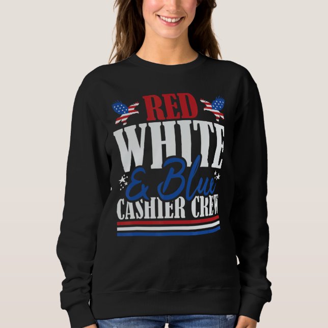 Veteran US Flag Red White & Blue Cashier Crew T Shirt (Framsida)