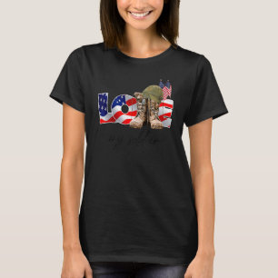 Veteran US Flagga Combat Boot Kärlek Min soldat T Shirt