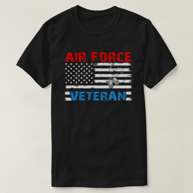 Veteran US Luft Force T-Shirt, American Flagga Vet T Shirt (Design framsida)