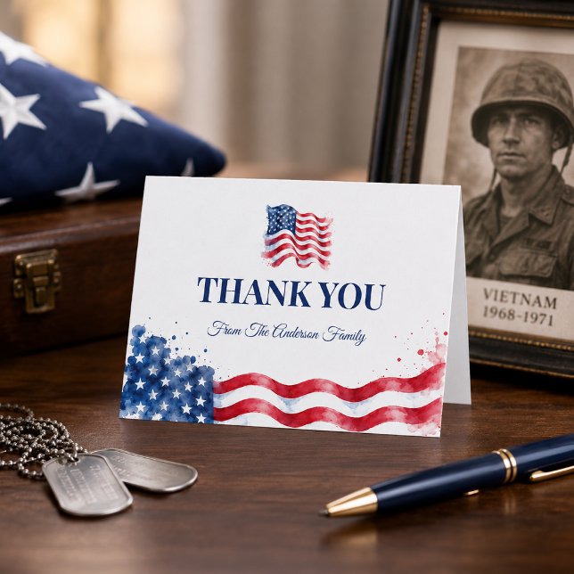 Veteran USA-flagg begravning tackkort (Skapare uppladdad)
