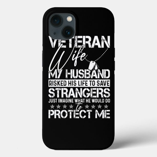 Veteran Wife Army Husband Soldier Saying Cool Mili (Baksida)