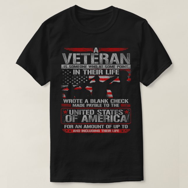 Veteran Wrote Blank Check for Gun Enthusiast T Shirt (Design framsida)
