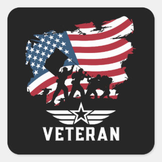 Veteranarmén Fyrkantigt Klistermärke