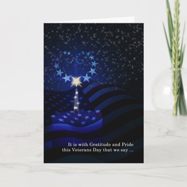 Veterandagen American Flagga Candle och Star Heart Kort (Framsida)