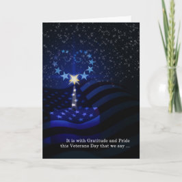 Veterandagen American Flagga Candle och Star Heart Kort