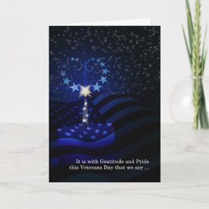 Veterandagen American Flagga Candle och Star Heart Kort