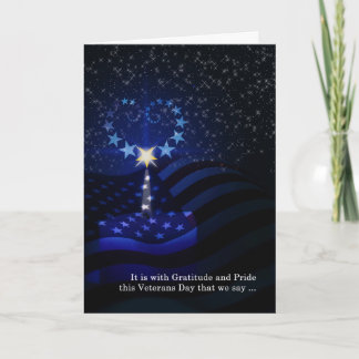 Veterandagen American Flagga Candle och Star Heart Kort