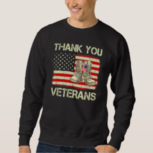 Veterandagen American Flagga Tack Veterans Comba Lång Ärmad Tröja