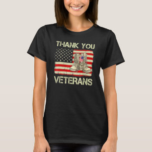 Veterandagen American Flagga Tack Veterans Comba T Shirt