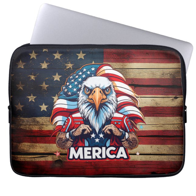 Veterandagen Amerikanska Flagga Merica Patriotic E Laptop Fodral (Framsidan)