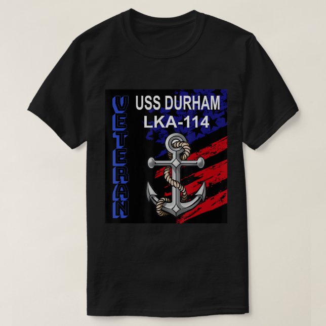 Veterandagen Amphibious Cargo Frakt USS Durham LKA T Shirt (Design framsida)