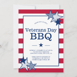 Veterandagen Bold Stars och stripes Patriotic BBQ Inbjudningar