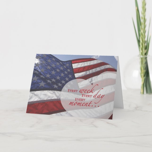 Veterandagen Heart på Flagga Tack Kort (Framsida)