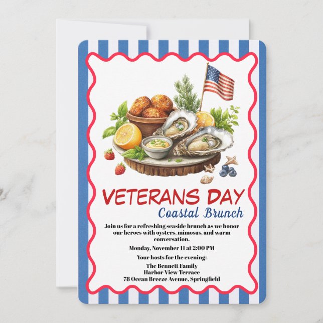 Veterandagen Inbjudan | Coastal Brunch Firande (Framsida)