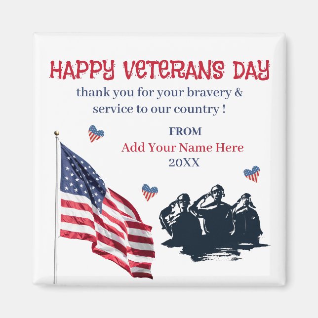 Veterandagen Patriotic USA flagga Tack Magnet (Framsidan)