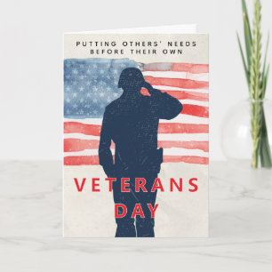 Veterandagen Patriotiskt tema Honnör och USA:s fla Kort