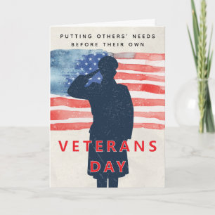 Veterandagen Patriotiskt tema Honnör och USA:s fla Kort