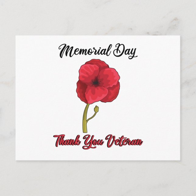 Veterandagen Pride USA Memorial Day Poppy Poppy Vykort (Framsida)