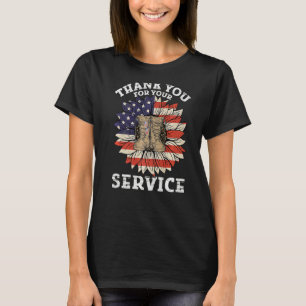 Veterandagen Solrosamerikanska Flagga Tack Vete T Shirt