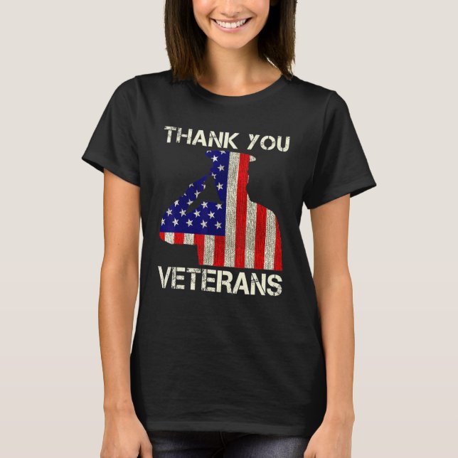 Veterandagen Tack Veterans Patriotic Memorial T Shirt (Framsida)