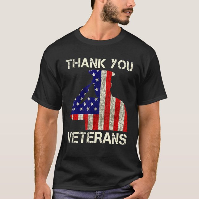 Veterandagen Tack Veterans Patriotic Memorial T Shirt (Framsida)