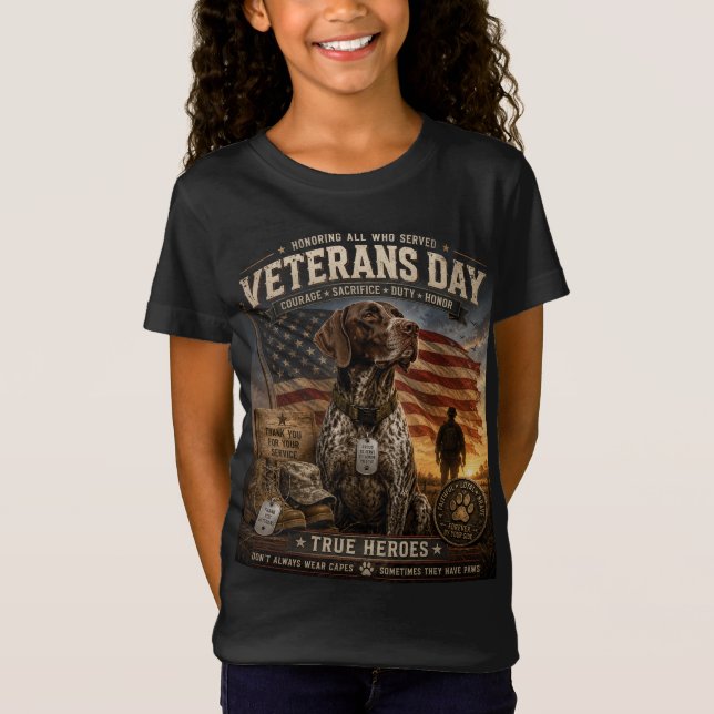 Veterandagen tysk korthårig pointer t shirt (Framsida)