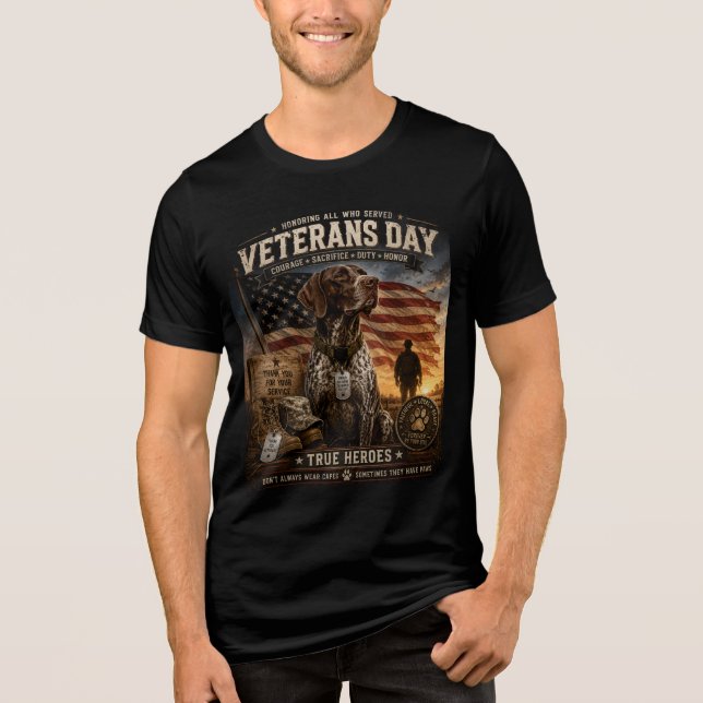 Veterandagen tysk korthårig pointer t shirt (Framsida)