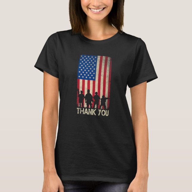 Veterandagen USA amerikanska Flagga Tack Veterans T Shirt (Framsida)