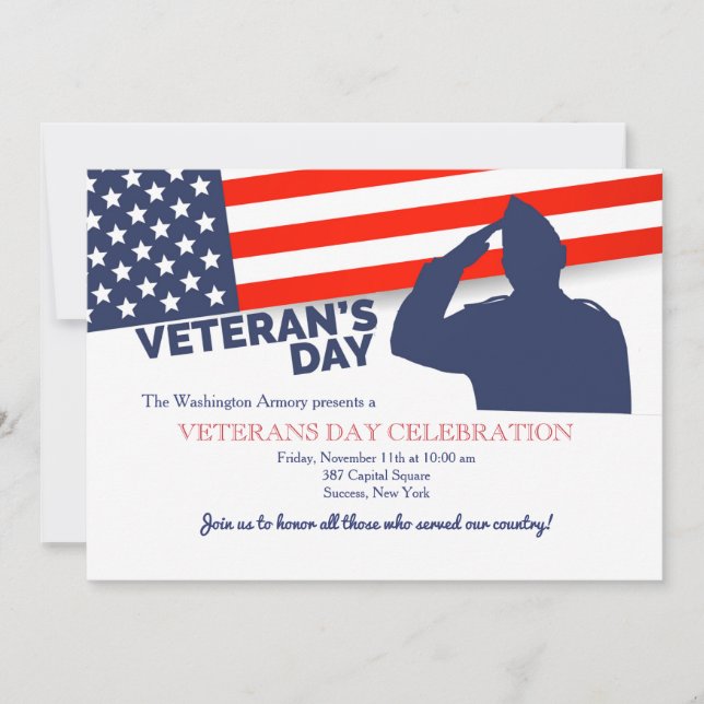 Veteranens salute-inbjudan på dagen inbjudningar (Framsida)